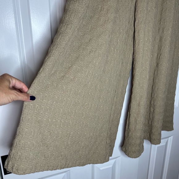 In February Beige‎ Textured Elastic Waist Wide Leg Comfy Pants Size M - Picture 5 of 12